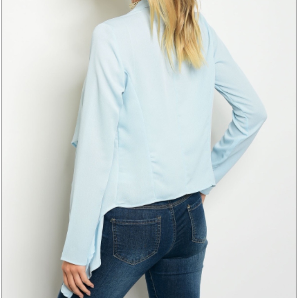 Baby blue Drape front Cardigan - Picture 2 of 2